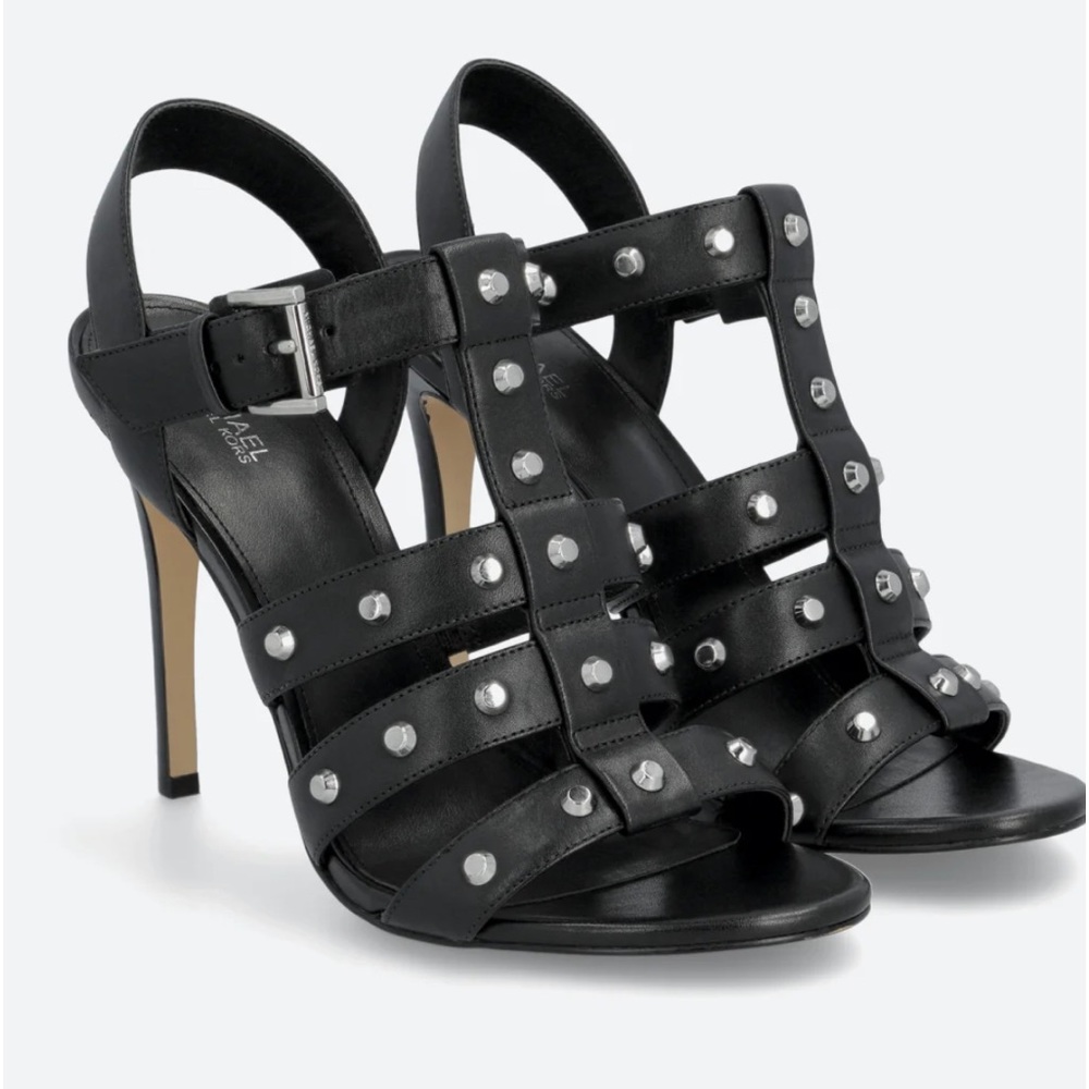 MICHAEL KORS JAGGER BLACK SANDAL LEATHER /ASTOR STUDS Size 7.5